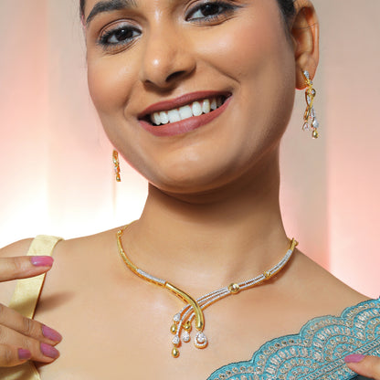 Golden Radiance Diamond Necklace & Earrings Set