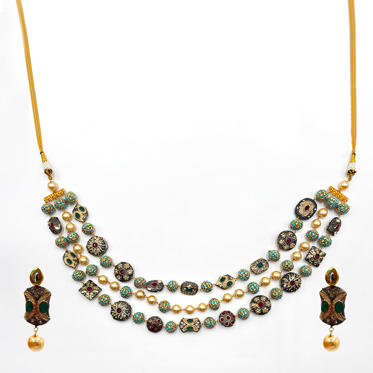 Grand Multi-Layered Meenakari Necklace