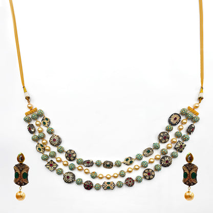 Grand Multi-Layered Meenakari Necklace