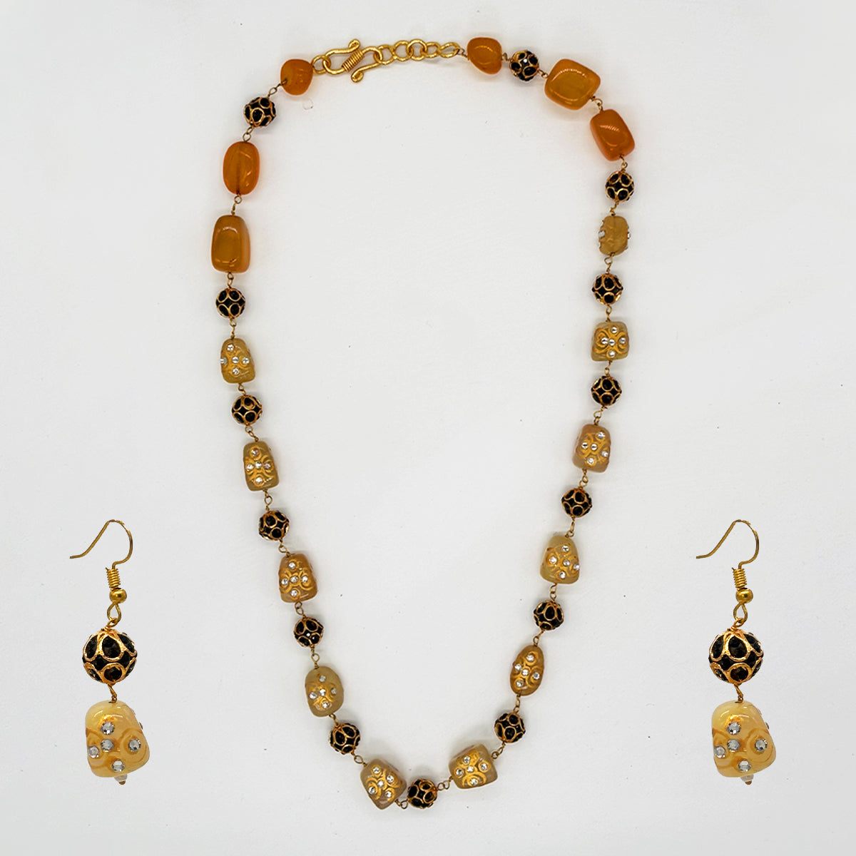 Ethnic Golden Stone Beaded Necklace Set