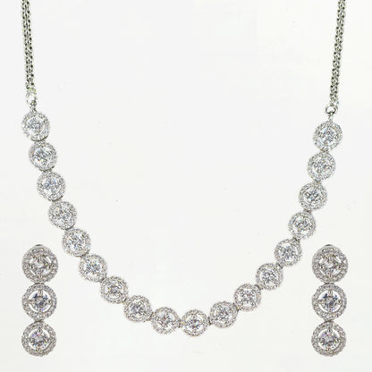 Diamond Halo Necklace and Earring Set