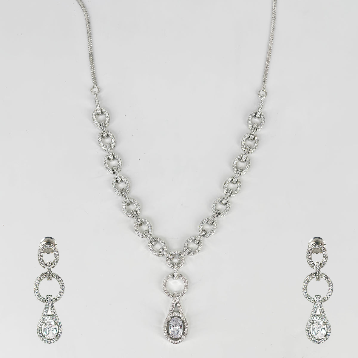 Vintage Luxe Teardrop Crystal Necklace & Earring Set