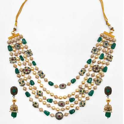 Grand Emerald Pearl Jadau Set