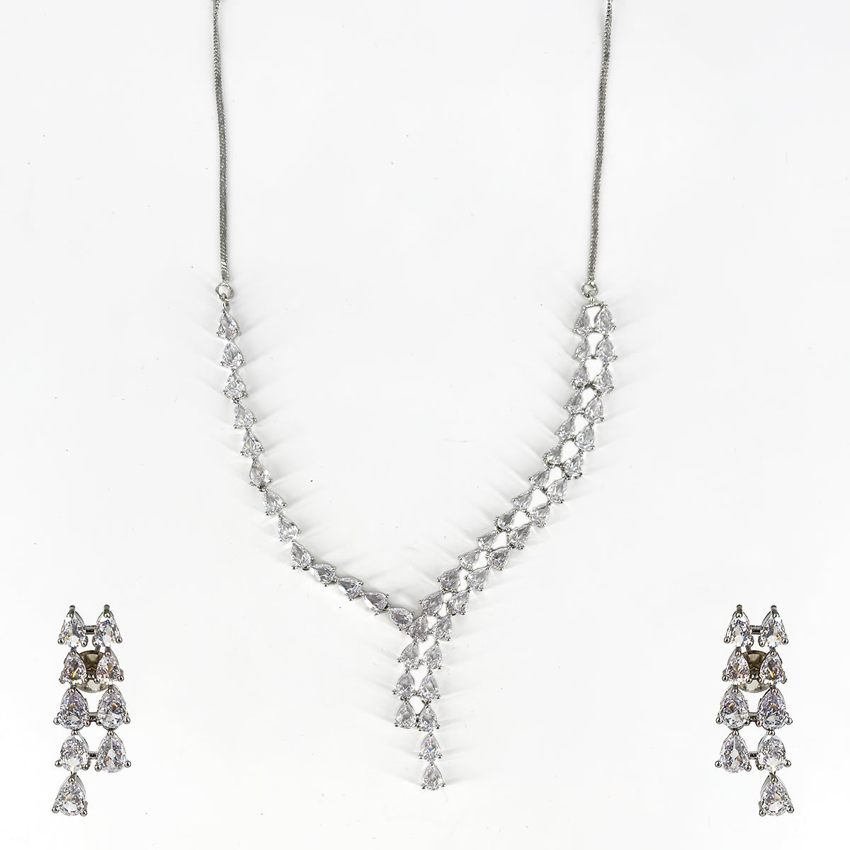 Double-Layer Floral Zircon Necklace Set