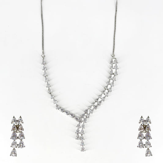 Double-Layer Floral Zircon Necklace Set