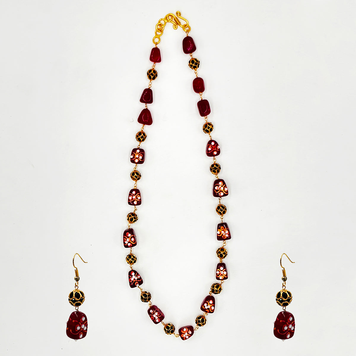 Crimson Blossom Handcrafted Jewelry Set