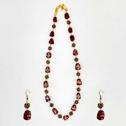 Crimson Blossom Handcrafted Jewelry Set