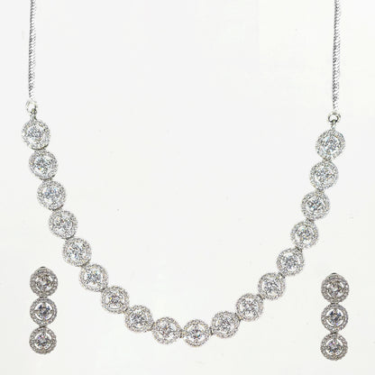 Halo Round-Cut CZ Necklace & Earring Set