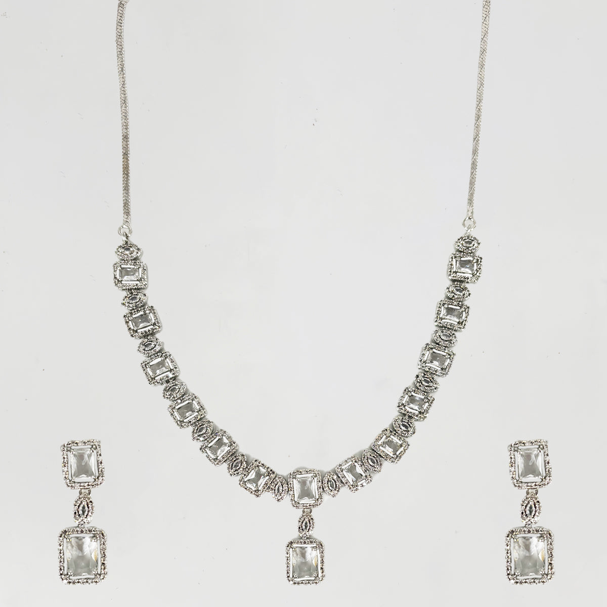 Regal Radiance Silver-Plated Necklace & Earring Set