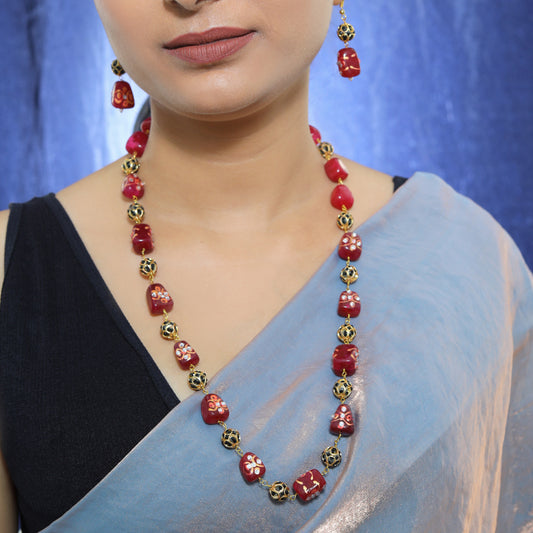 Crimson Blossom Handcrafted Jewelry Set