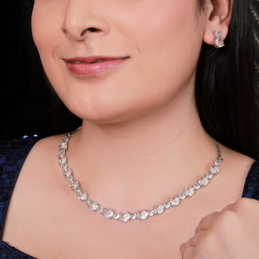 Classic Solitaire Zircon Necklace Set