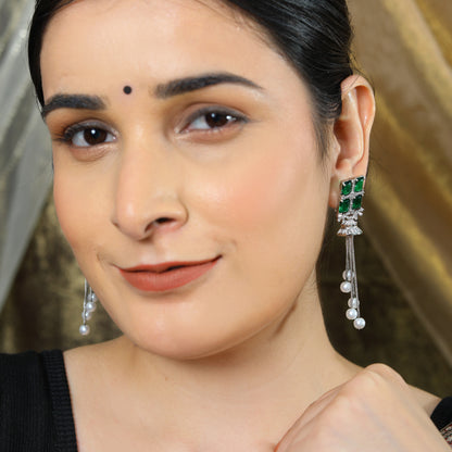 Emerald Elegance Pearl Drop Earrings