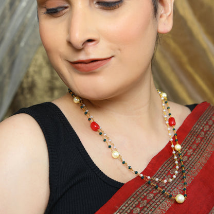 Double-Layer Ruby Pearl Chain