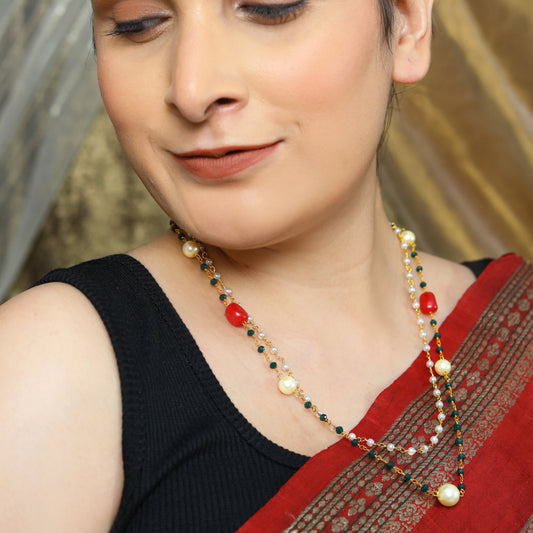 Double-Layer Ruby Pearl Chain