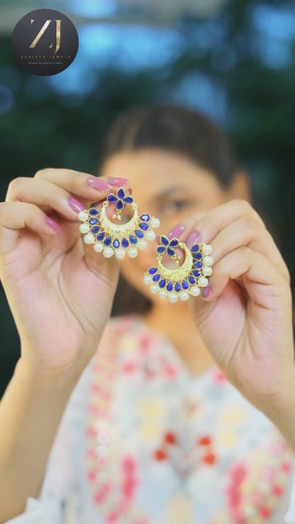 Royal Blue Chandbali Earrings
