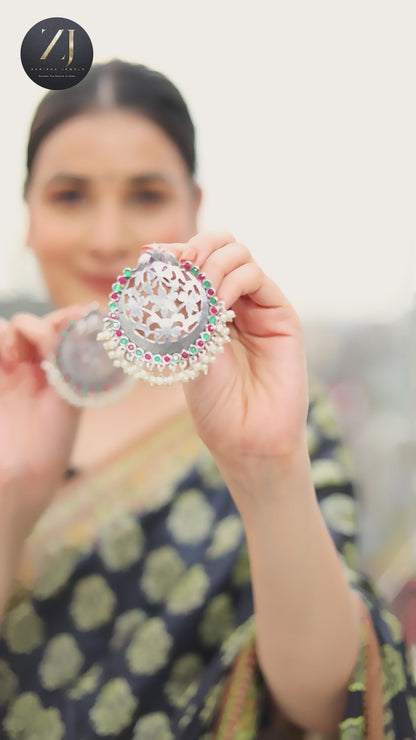 Pearl Red Green Drop Earrings