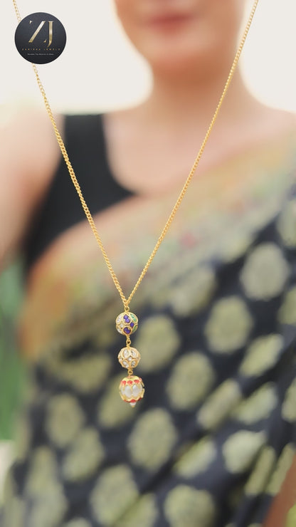 Pearl Red Green Long Necklace